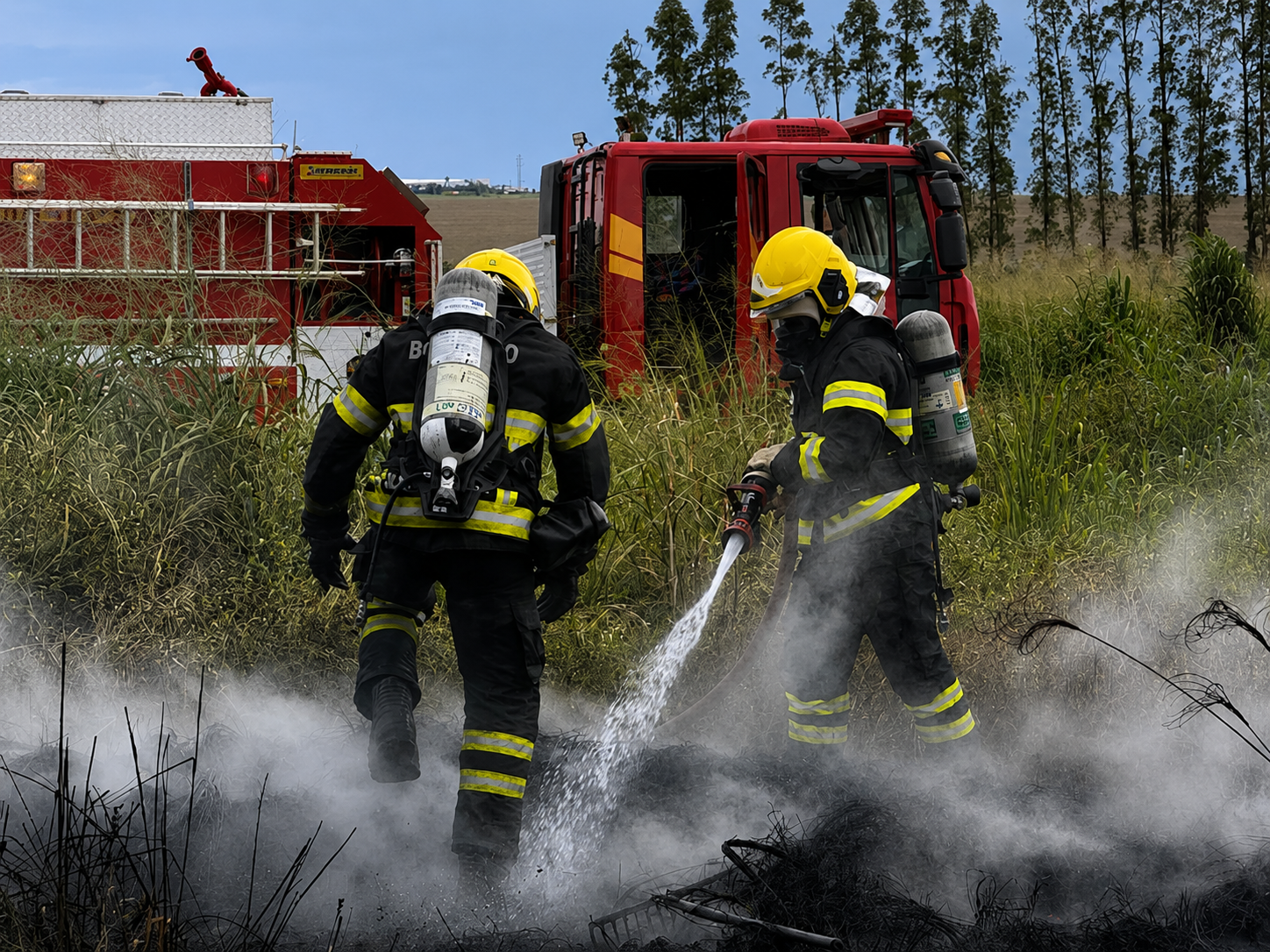 Bombeiros combatem incêndio em vegetação em Confresa