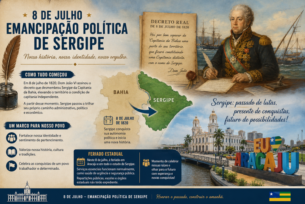 Sergipe celebra sua Emancipação Política e Aracaju vive feriado estadual nesta quarta-feira